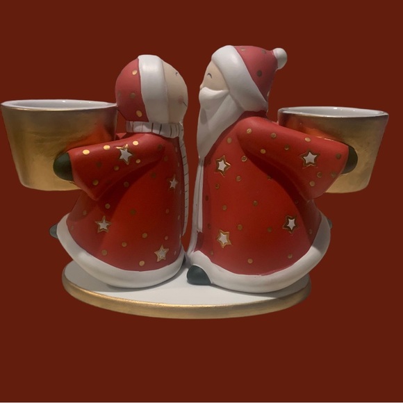 PartyLite Other - 🍎Kissing Santa & Mrs Claus Double Pillar Candle Or Tea Light Holder Christmas